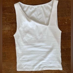 white asymmetric tank top